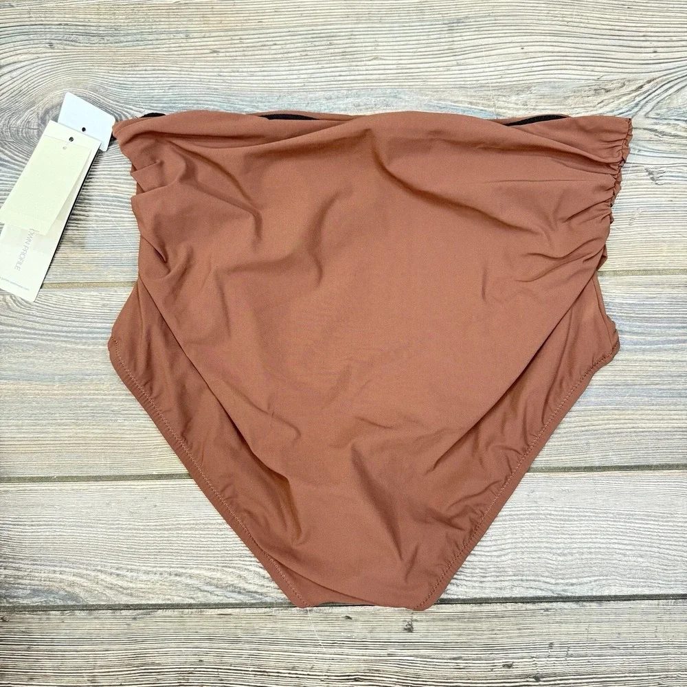 Profile by Gottex Women's Iota High Waist Bottom Ruched Brown Size‎ 16 NEW $58